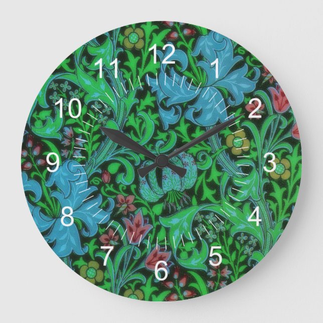 Lilies Vintages Blumenmuster Große Wanduhr (Vorderseite)