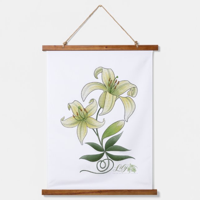 Lilies Wandteppich Mit Holzrahmen (Vorderseite)