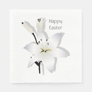 Lilies White Oaster Lily Party Napkin Serviette