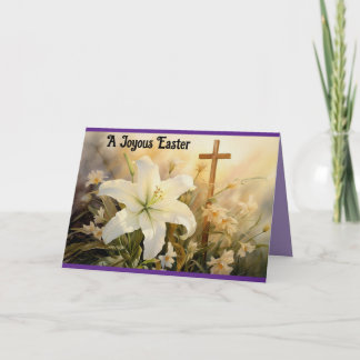 Lilies With Cross Folded Easter Card Feiertagskarte