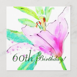 Liliewatercolor-60. Geburtstags-Party Einladung