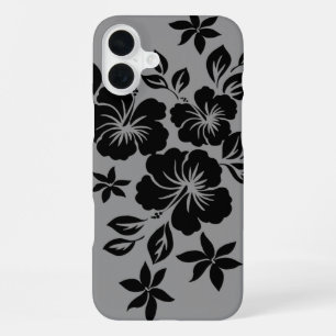 Lilikoi Hibiscus Hawaiian Floral Grau iPhone 16 Plus Hülle