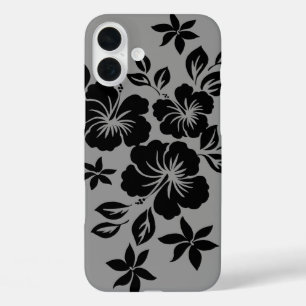 Lilikoi Hibiscus Hawaiian Floral Grau iPhone 16 Plus Hülle