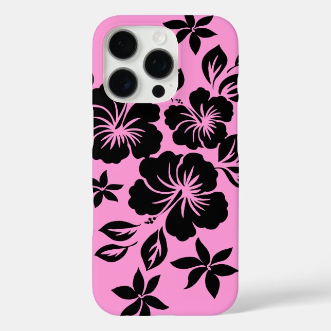 Lilikoi Hibiskus Hawaiian Floral Pink iPhone 16 Pro Hülle (Rückseite)