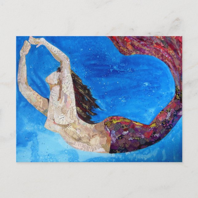 Lilith - mermaid collage art postkarte (Vorderseite)