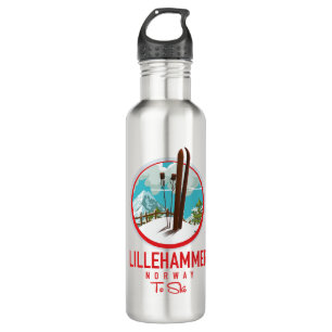 Lillehammer Norwegen Ski-Logo Edelstahlflasche