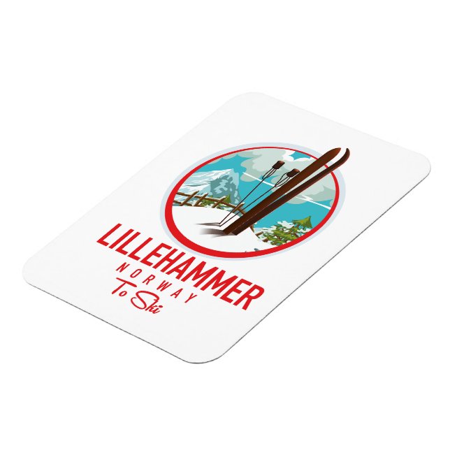 Lillehammer Norwegen Ski-Logo Magnet (Linke Seite)