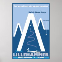 Lillehammer, Norwegen, Ski Travel Poster