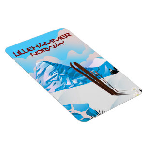 Lillehammer Norwegen Skiposter. Magnet