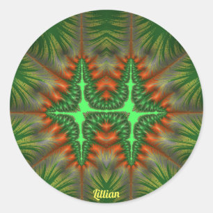 LILLIAN HÜBSCH 3D! Rot und Grün ~ Runder Aufkleber