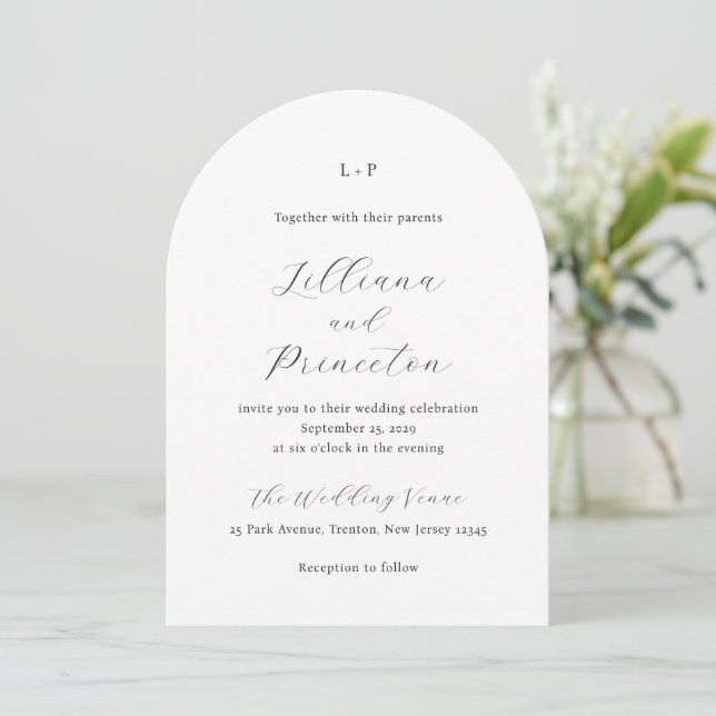 Lilliana Elegant Moderne Hochzeit Einladung (Stehend Vorderseite)