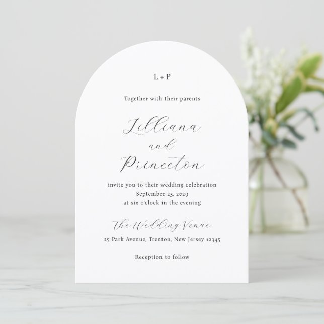 Lilliana Elegant Moderne Hochzeit Einladung (Stehend Vorderseite)