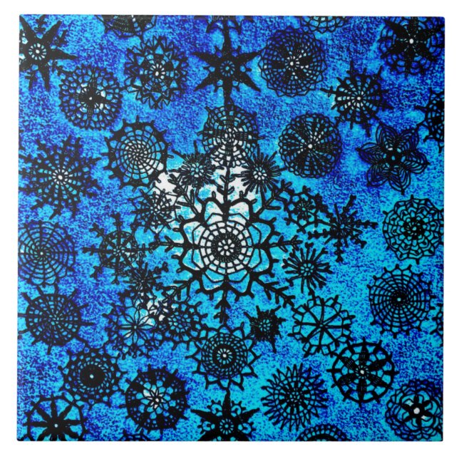 Lillians Baby Blue Snowflakes Tile Fliese (Vorderseite)