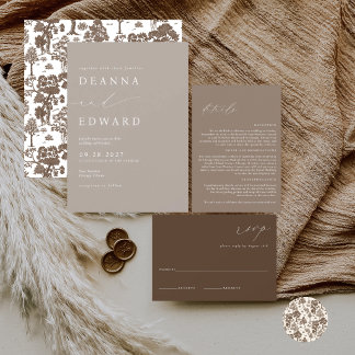 LILLIE Élégante Invitation de Mariage Marron