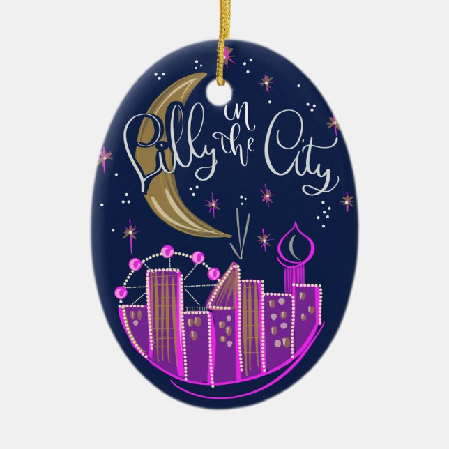 Lilly in der City Keramik Ornament (Vorne)