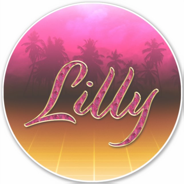 Lilly Prénom Golden Pink Autocollants (Devant)