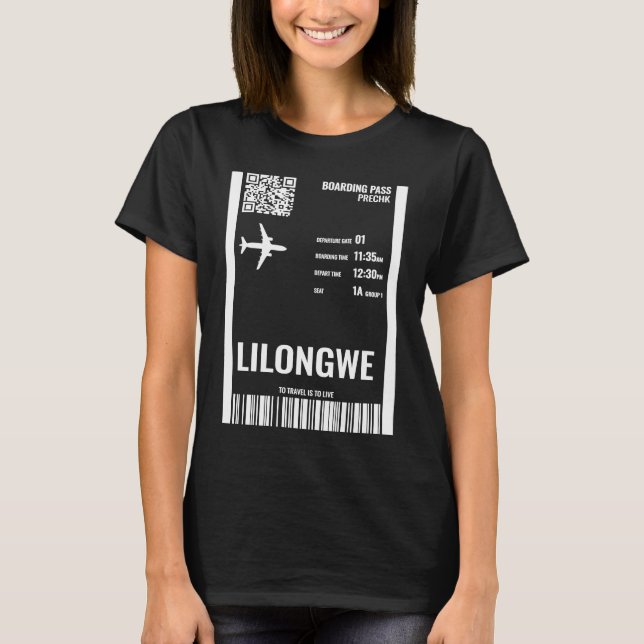 Lilongwe Malawi Boarding Pass Airline Ticket Train T-Shirt (Vorderseite)