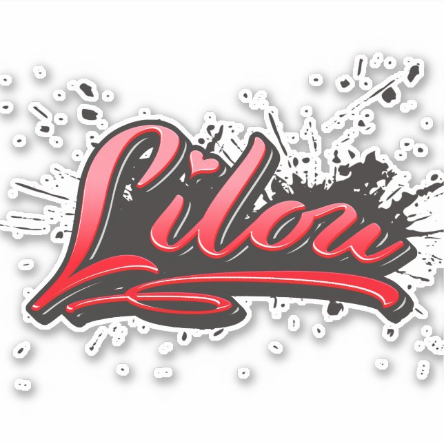 Lilou red Heart Graffiti Aufkleber Sticker (Vorderseite)