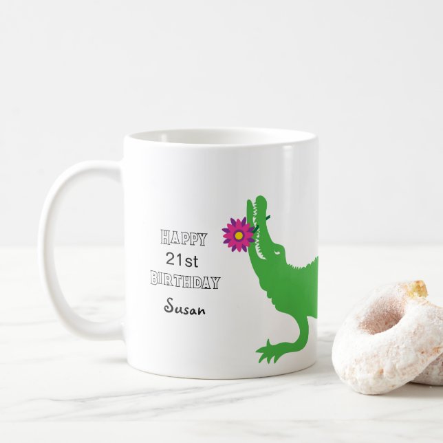 Lily - a seriously whimsical alligator kaffeetasse (Mit Donut)