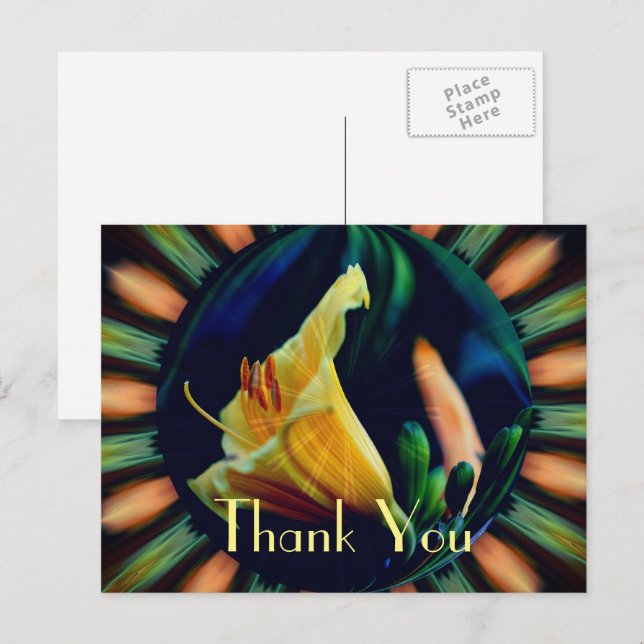 Lily Abstrakt Floral Vielen Dank Postcard Postkarte (Vorne/Hinten)