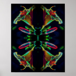 Lily Abstrakt Neon Blume Art Poster