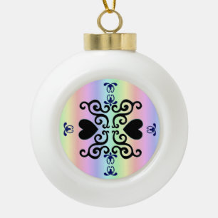 Lily and Heart Fantasy Rainbowart Keramik Kugel-Ornament