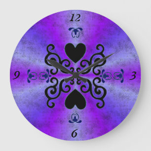 Lily and Heart on Rainbow Große Wanduhr