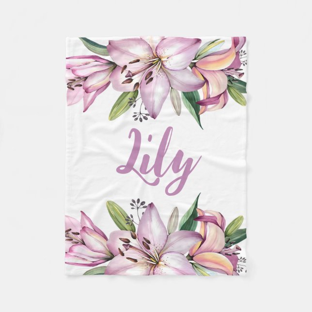 Lily Baby Blanket, Lily Floral, Lily Kinderzimmer, Fleecedecke (Vorderseite)