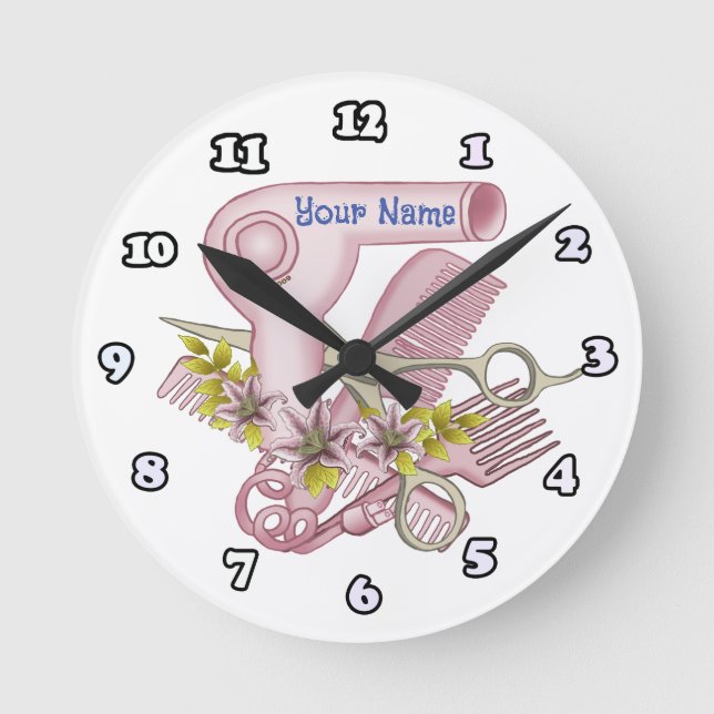 Lily Beautician Runde Wanduhr (Vorderseite)