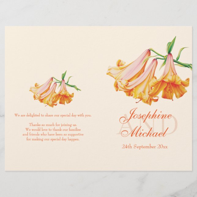 Lily bell Lilies großes Hochzeitsprogramm (Vorderseite)