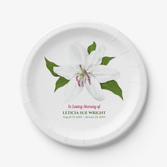 Lily Blume Beerdigung Memorial Pappteller (Vorderseite)