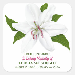 Lily Blume Beerdigung Memorial Quadratischer Aufkleber
