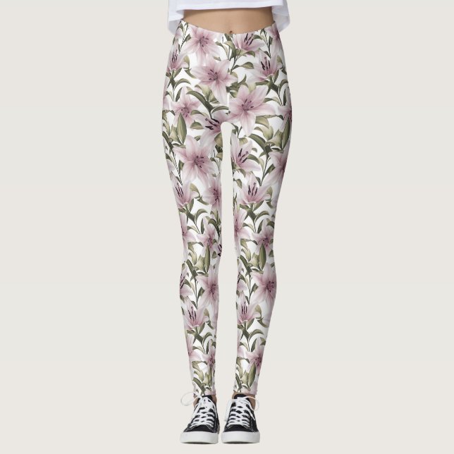 Lily Blume. Blumenmuster Leggings (Vorderseite)