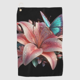 Lily Blume & Butterfly Golfhandtuch