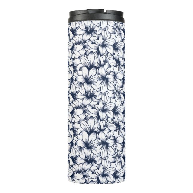 Lily Blume Ink Sketched Pattern Thermosbecher (Rückseite)