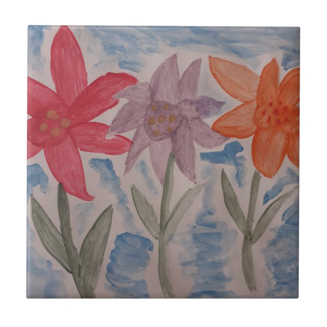 Lily Blume Keramik Tile Fliese (Vorderseite)