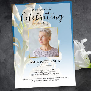 Lily-Blumen-Feier des Lebens Foto Bestattung Einladung