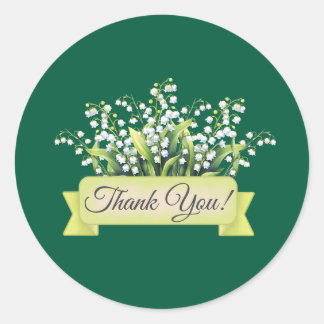 Lily Blumen mit Banner Floral Danke Runder Aufkleber