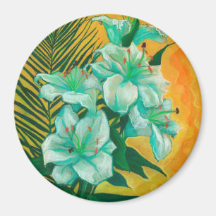 Lily-Blumen Palmblatt, Frühlingsblumen-Kunstmalere Magnet