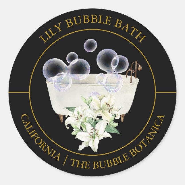 Lily Bubble Bath-Label Runder Aufkleber (Vorderseite)