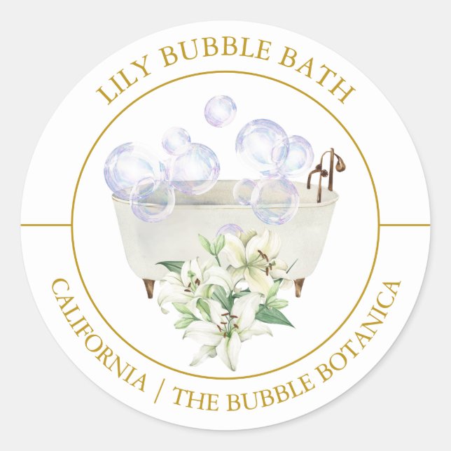 Lily Bubble Bath-Label Runder Aufkleber (Vorderseite)