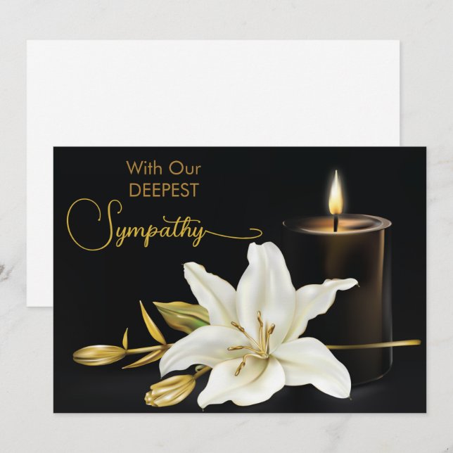 Lily Candle Black Gold Beileid Karte (Vorne/Hinten)