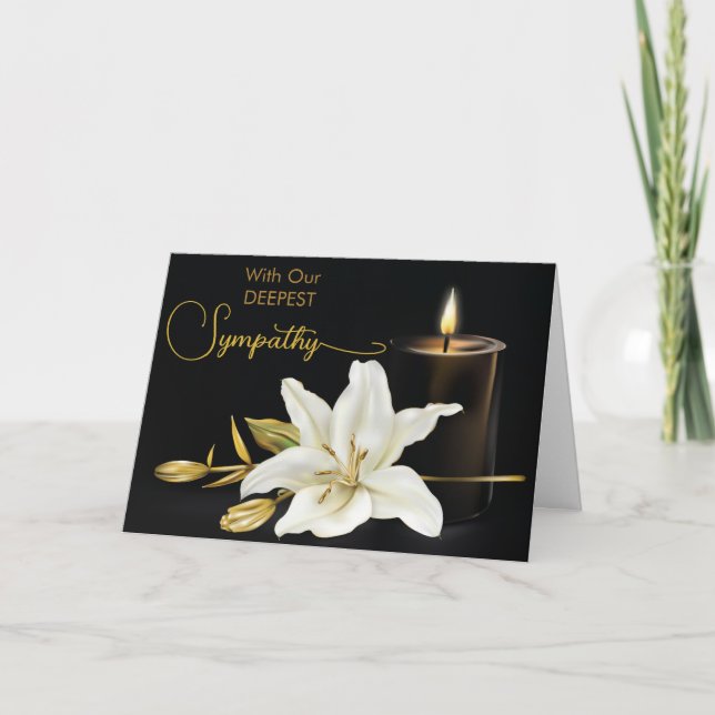 Lily Candle Black Gold Beileid Karte (Vorderseite)