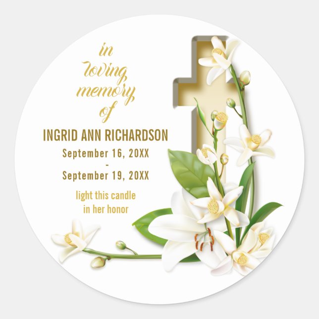 Lily Cross Beunerty Memorial Runder Aufkleber (Vorderseite)