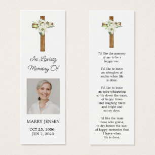 Lily Cross Foto Funeral Andenken Lesezeichen