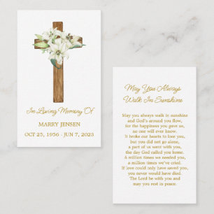 Lily Cross Gedenk Funeral Gebetskarte Visitenkarte
