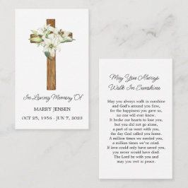 Lily Cross Memorial Funeral Prayer Card Visitenkarte