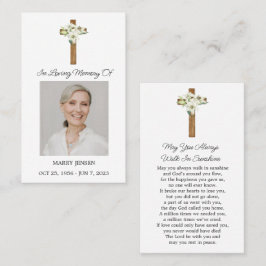 Lily Cross Memorial Photo Funeral Prayer Card Visitenkarte