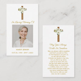 Lily Cross Memorial Photo Funeral Prayer Card Visitenkarte