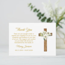 Lily Cross Sympathy Thank You Card